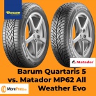 Porovnanie: Barum Quartaris 5 vs Matador MP62 All Weather Evo – výhody a rozdiely